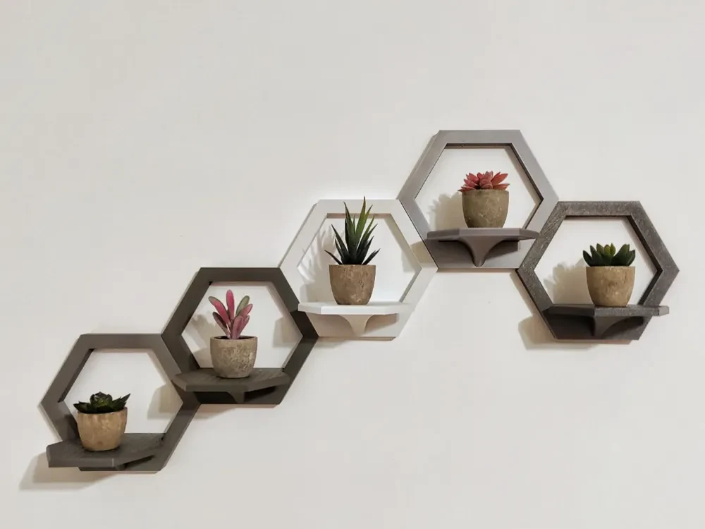Estantería hexagonal modular de pared
